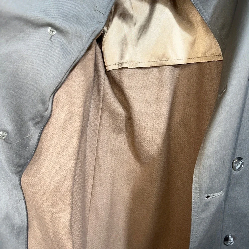 Misty Harbor Mens Double Breasted Trench Coat Olive Green Removable Liner Belted